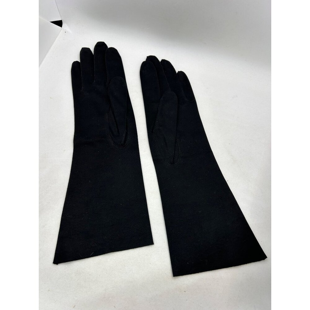 Vintage Black Evening Gloves Womens Classic Style cotton Sz 7